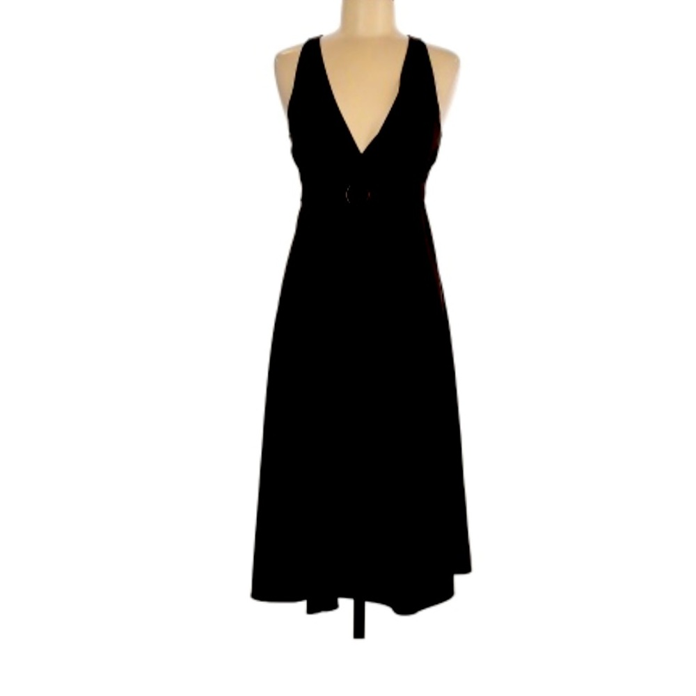 MICHAEL Michael Kors Black V-Neck Sleeveless Handkerchief-Hem Dress Size Large